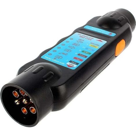 7-poliges Anhänger-Prüfgerät, 7-poliger 12-V-Anhänger-Stromanschlussprüfer, Diagnosetester, schwarz