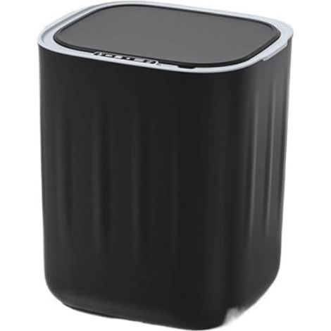 Poubelle à induction intelligente domestique, seau en plastique avec couvercle pour salon, toilettes, toilettes, cuisine, adapté au salon, salle de bain, cuisine (noir) (1/5)