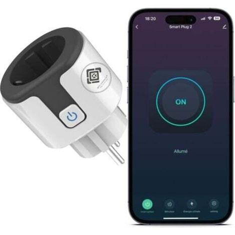 Aiperq – Prise connectée WiFi 20A – Compatible Alexa et Google Home – Programmable avec mesure de consommation d'énergie – Commande vocale à distance