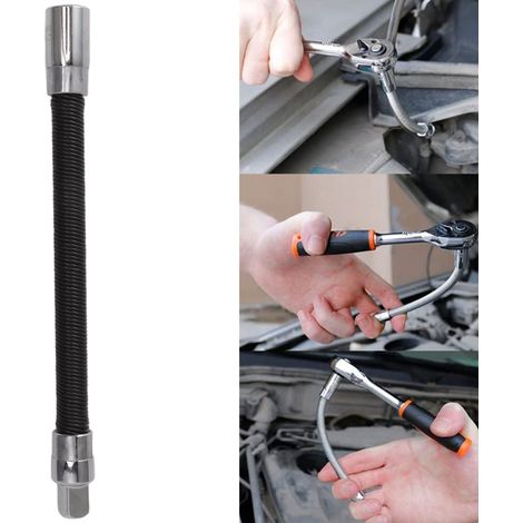 Rallonge flexible pour clé électrique, tige flexible allongée, tige universelle pliable, petite clé volante 1/2 noire (1/5)