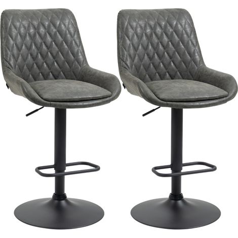 Barhocker Küchenhocker Designhocker, höhenverstellbar, mit Fußstütze, 51 cm x 59 cm x 117 cm, Dunkelgrau + Schwarz (1/5)