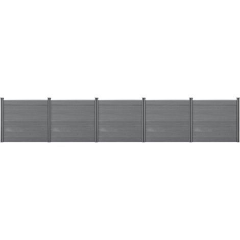 Vallas de protección visual para jardín con 6 postes de tablones de madera compuesta de WPC 165 x 770 cm gris 030006583 (1/5)