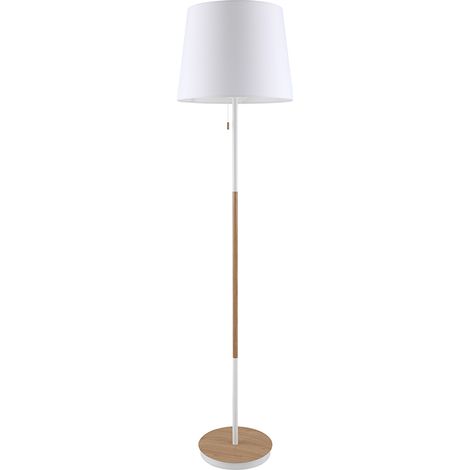 LAMPARA DE PIE MADERA BLANCO E27