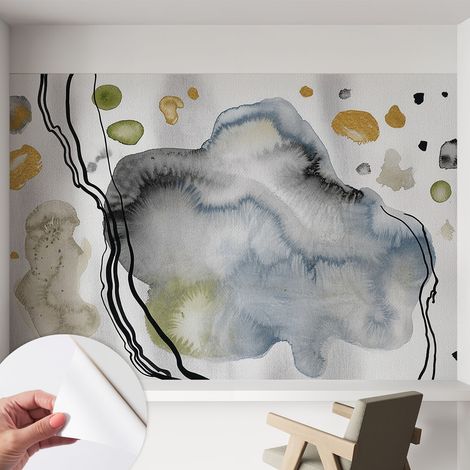 Fototapete Selbstklebend - Wanddekoration - Wandfolie - 3D Tapete Wand - Wohnungsdeko Abstrakte Aquarellmalerei 152x104 cm (1/5)