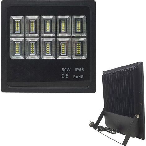 Faro faretto led da esterno proiettore 50W con staffa luce bianca 6000K IP65