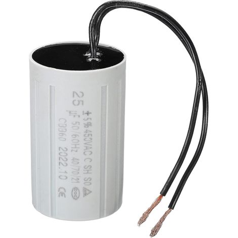 CBB60 25uF Condensateur de Démarrage, AC 450V 2 Fils 50/60Hz Cylindre 70x42mm pour Pompes à Eau, Démarreur de Moteur de Machines à Laver (1/5)