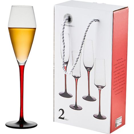 Flûtes à champagne Tulipe en cristal, 250 ml, coffret de 2 verres élégants pour vin mousseux (1/3)