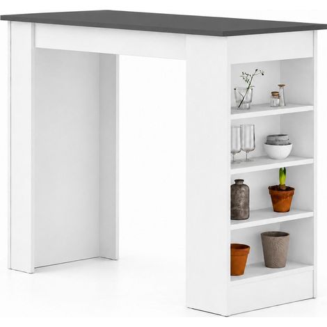 Tavolo da Bar con 4 Ripiani e Portaoggetti Bianco e Antracite 117x54x102 cm (1/5)