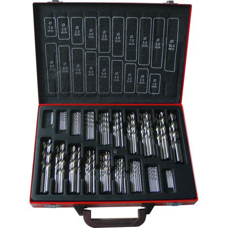 Jeu de 170 forets hélicoïdaux PRO HSS DIN338-G 1 à 10 mm par 0,5 mm MW-Tech DRGS0170 (1/2)