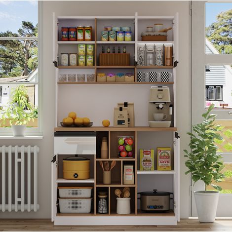 MEUBLIV aparador de almacenaje 137 cm blanco con puertas correderas y 4 cajones (1/5)