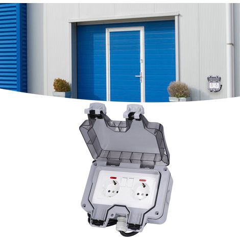 Rallonge 3M étanche IP66 pour prise extérieure double extérieure de style européen avec interrupteur et couvercle, 250 V 16 A (1/5)
