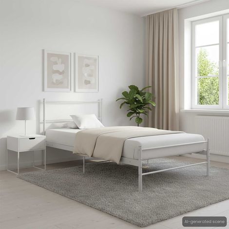 vidaXL Bed Frame without Mattress White Metal 100x200 cm (1/5)