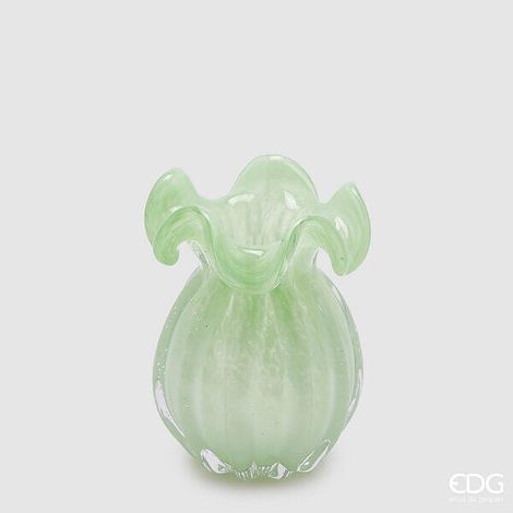 EDG Enzo De Gasperi Vaso Sacchetto H 14 Cm D 11 Cm Vetro Light Green