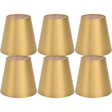 SJLERST 6 pièces E14 abat-jour tissu abat-jour lampe de Table plafonnier abat-jour pour chambre salon or PX153 (1/5)