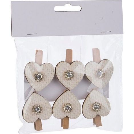 CONFEZIONE 6 CLIP BRILLANTE CUORE BIANCO