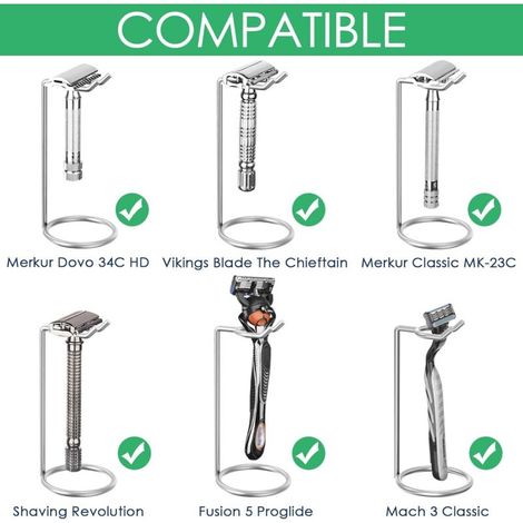 Porta lamette da barba per uomo in acciaio inossidabile - 12 cm - Argento (1/3)