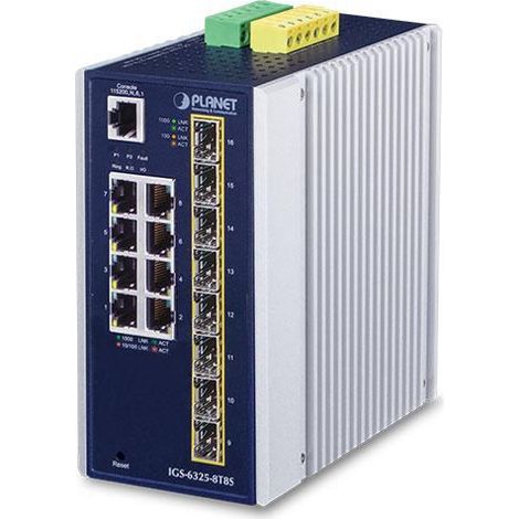 Conmutador gestionable industrial Planet IP30 L3, 8 puertos RJ45 + 8 puertos SFP, IGS-6325-8T8S