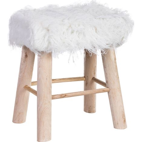Taburete de madera y forrado de tela blanco 37x26x43h cm (1/5)