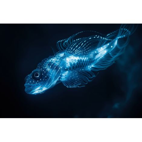 Tableau sur toile poisson abyssal luminescent 30x45 cm - Impression sur Toile Murale Décorative - Image imprimée en HD sur Toile - Toile sur Châssis en Bois FSC - Fabriqué en France (1/5)