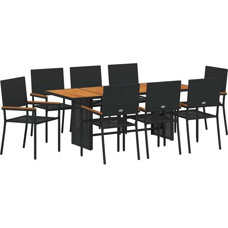 Maison Exclusive - Conjunto de Comedor de Jardín 9 uds. Negro rat (1/5)