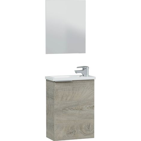 Mueble de baño Elsa 1 puerta, espejo y con lavabo, Color Alaska (1/5)