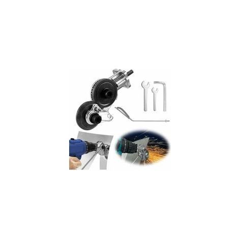 Grignoteuse de tôle, coupeplaque de forage électrique coupegrignoteuse de tôle à double tête pour couper le fer, l'acier, le cuivre, l'aluminium (convient pour perceuse au lithium 12V/21V) (1/5)