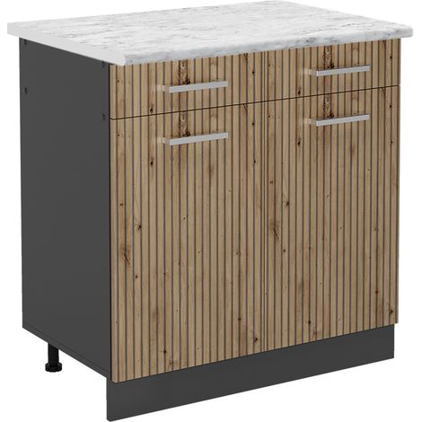 Küchenunterschrank R-Line, Artisan-Eiche, 80 cm , AP Marmor, Vicco (1/5)