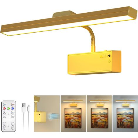 1 Applique Murale, Batterie 3000mAh, Télécommande, Minuterie, LED Dimmable, Magnétique, Pour Tableau, Galerie