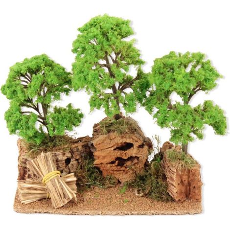 BOSCHETO 3 ALBERI VERDI PER PRESEPI O MODELLISMO