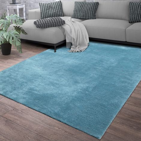 Wohnzimmer Kurzflor Einfarbig Modernes Design Waschbar 100 cm x 200 cm x 14 mm Türkis Rechteckig (1/5)