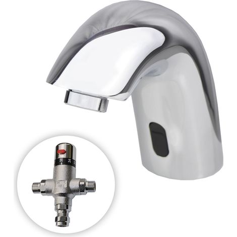 Cairo Contemporary Sensor Activated Basin Sink Mono Mixer Tap With TMV Valve (1/5)