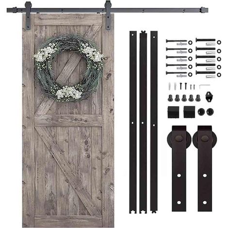 Rail de Porte coulissante de Grange de 4 à 9,6 Pieds, système de Suspension de Porte de Grange en Acier au Carbone, Rail à Rouleaux Robuste for Porte Simple(4FT 1210mm) (1/5)