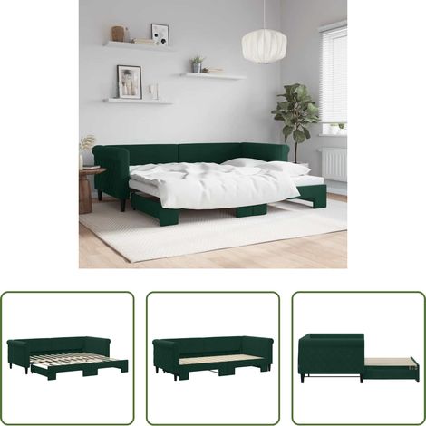 vidaXL Sofa-Bett - Tagesbett Ausziehbar Dunkelgrün 90x200 cm Samt (1/5)