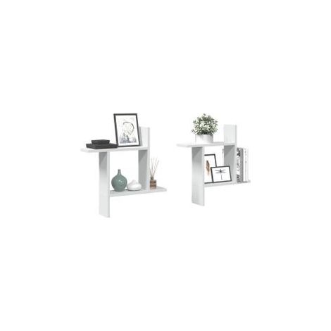 Étagères murales 2 pcs blanc 50x12x50 bois d'ingénierie (1/5)