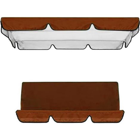 Kit de rechange pour balancelle 3 places avec toit et coussin d'assise réglables, pour balancelle de jardin, 1 housses de siège et housse (marron, 164 x 114 x 15 cm/1505010cm)