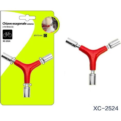 Trade Shop - Llave De Vaso Hexagonal Externa De Tres Brazos Tipo Y Para Bicicletas 8 9 10mm Xc2524 -