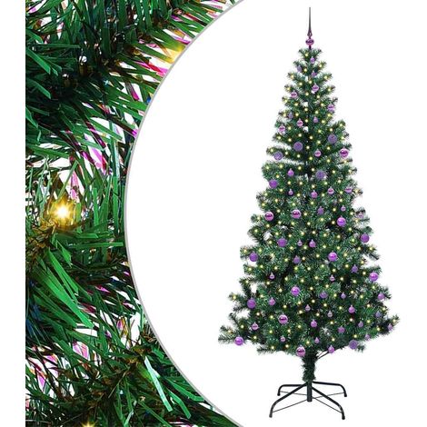 Sapin de Noël，Arbre de Noël artificiel pré-éclairé Vert 240 cm PVC et métal CFW50362 (1/5)