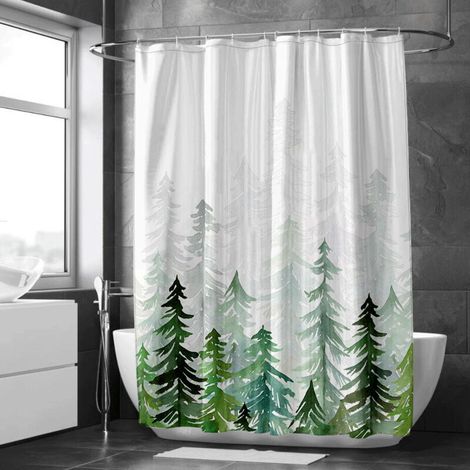 Rideau de douche paysage forestier brumeux – Style naturel, imperméable (1/5)