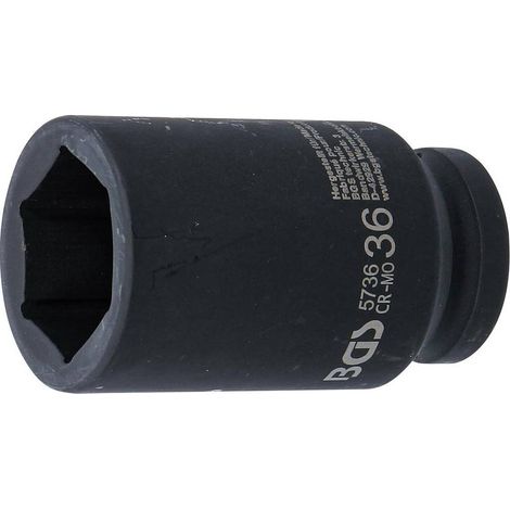 Douille à Choc Six Pans Longue 20 mm (3/4) - 36 mm Puissance et Durabilité, Acier, Pro - D-Work