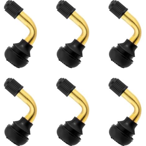 6 Pièces Valve Tubeless Moto, Valve de Pneu Tubeless Valves de Jante en Laiton Valve Tubeless à 90 Degrés Pneu de Moto Valve de Voiture Tubeless Valve en Caoutchouc de Pneu pour Vélos (1/4)