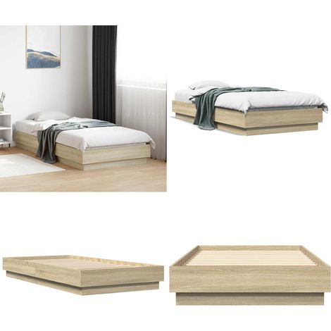 Cadre de lit sans matelas chêne sonoma 90x190 cm - Cadre De Lit - Lit Simple - Lit En Bois - Lit Chêne Sonoma - Meuble Chambre - Home & Living (1/5)