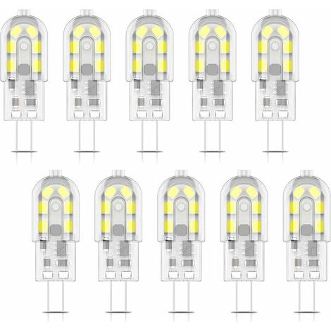 (10) Ampoules LED G4-2W, lumière blanche froide 6000K, 200 lm, 12 V CA/CC (1/3)