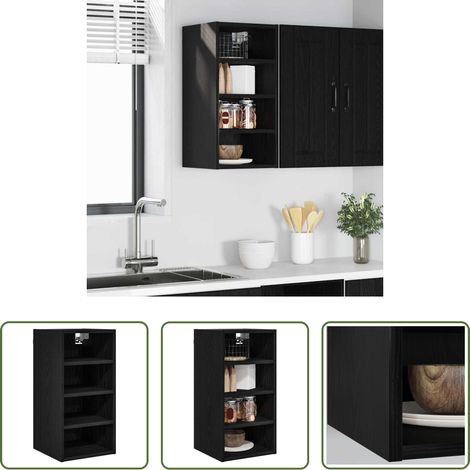 vidaXL Armoire suspendue bois -  Armoire suspendue avec étagère Chêne noir 30 x 29,5 x 60 cm (1/5)