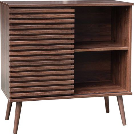 80cm scandi-style sideboard, wood effect and sliding door Walnut 80x39x80 cm - Madere