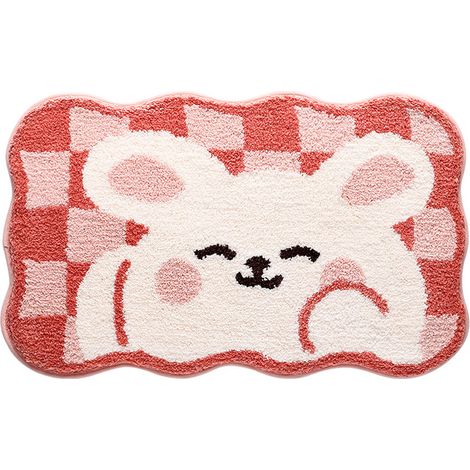Tapis de salle de bain absorbant floqué à motifs de dessins animés, tapis de sol antidérapant pour porte de toilettes, tapis d'entrée (1/5)