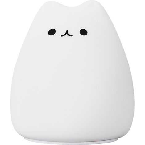Lámpara de noche LED a pilas, con un bonito diseño de gato, fabricada en silicona, con cambio de colores, ideal para la habitación de un niño. Lámpara táctil.