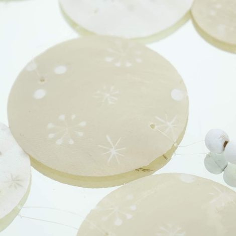 Boltze Weihnachtsgirlande Capiz Snowflake Beige & Weiß Punkte & Sterne 180 cm (1/3)