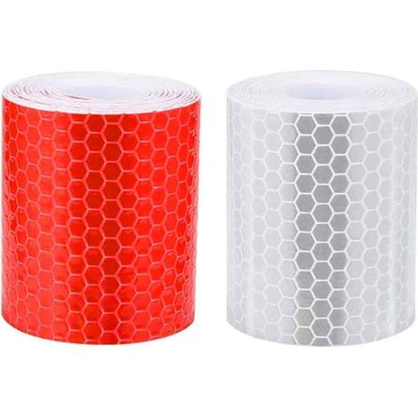 Banda Reflectante - 5 cm x 3 m - Para Vehículos Remolques Bicicletas Cascos - Blanco Rojo - 2 Unidades (1/5)