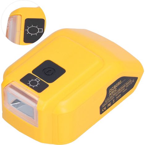 Akkuladegerät-Adapter-Konverter mit LED-Arbeitsleuchte für 14V-22V USB-Laden, 12V DC-Ausgang, DCB090 (ohne 12VDC-Anschluss) (1/5)