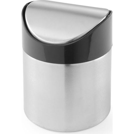 Poubelle De Table - 1 Unité - Acier Inoxydable - Design Compact - Pour Cuisine Et Bureau - Ø9,5x13cm (1/5)
